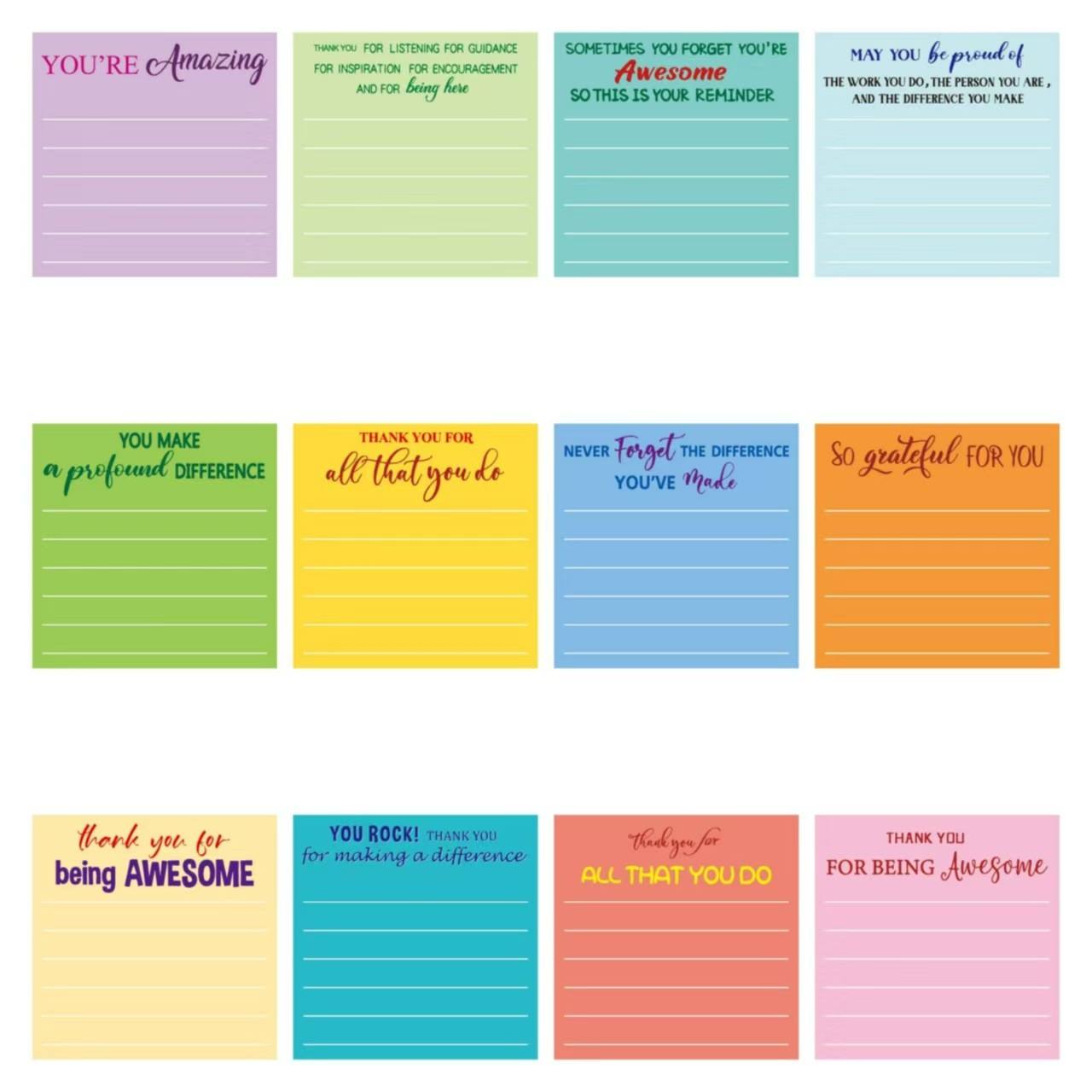 12-color lined sticky notes