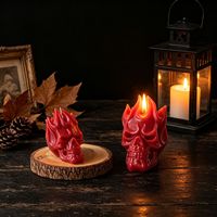 Moule en silicone Tête de crâne flamboyante Halloween 3D, pour bougies parfumées, plâtre, résine, moulage décoratif et artisanat fait main
