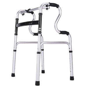 โครงวอล์กเกอร์เคลื่อนที่ได้ทำจากอลูมิเนียมอัลลอยด์พับได้ปุ่มคู่ปรับความสูงได้วอล์คเกอร์พร้อมปลายยาง - Product Image 4