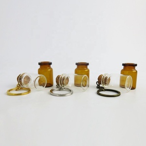 Chai Thủy Tinh Màu Hổ Phách Trong Suốt 6Ml Với Móc Khóa Để Trang Trí Chìa Khóa Quà Tặng Nhỏ Chai Thủy Tinh Nhỏ Với Nút Chai - Product Image 5