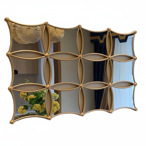 Espejos decorativos montados en la pared con acabado brillante mate negro dorado para el hogar, Hotel, sala de estar, decoración al por mayor - Product Image 1