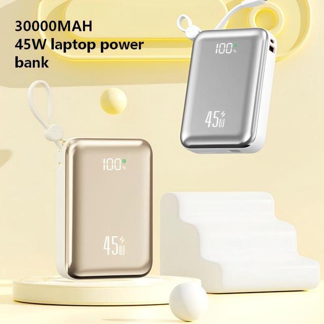 30000mAh High Capacity Li-Polymer Battery 45W Power Bank Laptop LED Display Ultra Slim Portable Super Fast Charging Dual Type-C