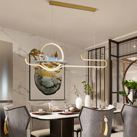 Lampe suspendue chinoise créative Zen pour maison de thé, luminaire suspendu pour la maison, l'étude, la salle à manger, lustre LED 3 couleurs moderne