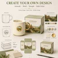 Taza de Café de Cerámica Sofisticada Personalizada, Recuerdo del Campo Cotswolds, Taza de Porcelana Personalizada, Estilo Piedra, Aldea, OEM, Venta al Por Mayor