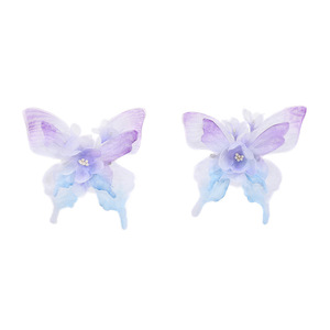 Accesorio para el Cabello Estilo Chino Antiguo 2024, Diseño Original, Hecho a Mano, Pasador de Pelo con Mariposa y Flores en Degradado Morado - Product Image 5