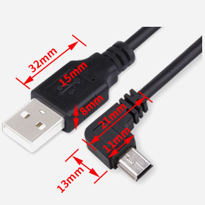 1m 2A USB 2.0至直角迷你5针电缆，仅适用于用2个内芯黑色24AWG线充电 - Product Image 2
