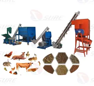 Animal Poultry Feed Pellet Milling Machine Production Line For Chicken Pig Rabbit Feeding