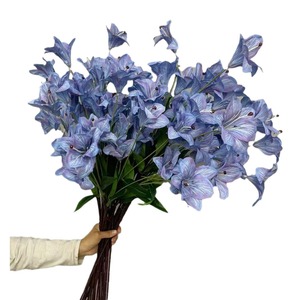 Fleurs décoratives artificielles de lys bleu violet rétro français de haute qualité Real Touch fait à la main pour Noël Saint Valentin - Product Image 6