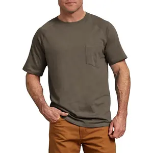 Tiktok Supplier Custom US Size Short Sleeve Performance Cooling Tee Front Pocket Bodice Lined T Shirt