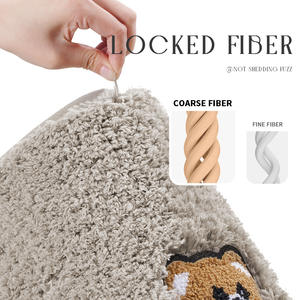 Tapis en peluche en forme d'ours, en microfibre, antidérapant, absorbant, pour la maison, la chambre à coucher, la salle de bain, l'entrée, design original, gris beige - Product Image 5