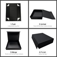 Boîte en carton noir mat de luxe personnalisée avec logo, grande taille, pour vêtements et chapeaux, boîtes en papier recyclables, couvercle magnétique pliable, emballage cadeau