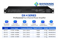 Amplificateur de puissance professionnel 4 canaux DX-4.4 1U 4x400W Amplificateur audio numérique OEM pour système de sonorisation Bar Club Conférence