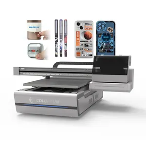 COLORSUN A1 Mesin UV Ukuran 60 90Cm dengan Pernis Printer UV Pencetakan Kayu Logam Kecepatan Tinggi Otomatis Printer Flatbed Uv