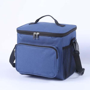 Blue Insulated Cooler Bag With Zipper Closure And Mesh Side Pocket Portable Picnic Cooler All Seasons Use - Product Image 1