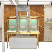 Vitrine à bijoux personnalisée Sundo Trendy, en acier inoxydable doré, éclairage LED, verre verrouillable, vitrine d'exposition de bijoux