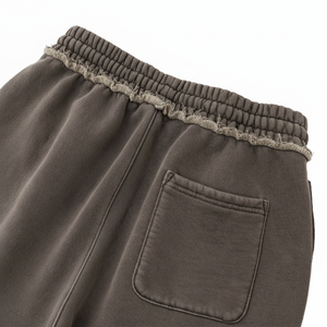 Pantalones de chándal de lana de alta calidad de peso pesado de 400GSM para hombre, cintura elástica, pantalones holgados en blanco desteñidos al sol, pierna ancha, Frente plano, recto - Product Image 1