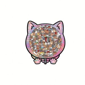 Wacocetoy Cross-Border Wooden Cat Jigsaw Puzzle-Educational Stress-Relief Handmade Toy with Under 50 Pieces <b>Boxed</b> Packaging - Product Image 1