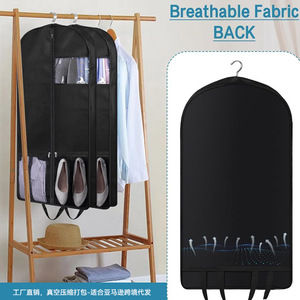 Sacs à vêtements en cuir personnalisés, imperméables, anti-poussière, robustes, avec fermeture éclair, sangle réglable et soufflet de 6 pouces pour suspension - Product Image 3