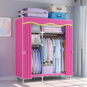 Armoire Portable en fer de 123cm avec couverture Non tissée placard à vêtements assemblé pour <span class=keywords><strong>location</strong></span> appartement organisateur de rangement de bricolage - Product Image 5