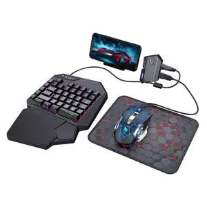 <span class=keywords><strong>Tastiera</strong></span> di gioco con <span class=keywords><strong>una</strong></span> <span class=keywords><strong>mano</strong></span> cablata e Mouse King Set Gadget da gioco per Tablet con <span class=keywords><strong>una</strong></span> sola <span class=keywords><strong>mano</strong></span> cinque in uno - Product Image 1