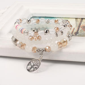 Fashion Beaded <b>Bracelets</b> <b>Set</b> Tree Charm Crystal Rhinestone Unisex Gift Made In China - Product Image 3