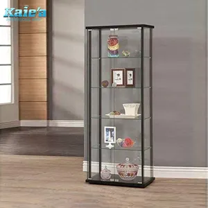 Multipurpose 5 Shelf Glass Curio Cabinet Black and Clear