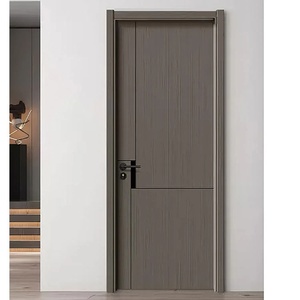 Porte intérieure en PVC polymère tendance, finition en bois composite imperméable pour salle de bain, appartement, hôtel - Product Image 1