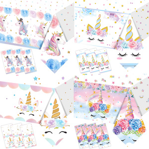 Nappe jetable en PE à thème Licorne Roulante, Décoration de fête d'anniversaire, Style frais, Décoration de table - Product Image 1