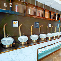 Service de Chauffe-Plats Royal Luxe 8L en Acier Inoxydable Doré avec Couvercle Suspendu pour Mariages, Fêtes et Banquets