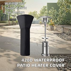 Housse de protection pour chauffage de terrasse rond 420D, robuste, imperméable, noire, 226x84cm, design moderne, fermeture éclair, toutes saisons, chauffage extérieur - Product Image 2