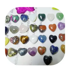wholesale spiritual semi-precious stone 15mm love hearts natur colorful mixed quartz crystal heart for gift