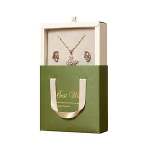 Coffret de bagues bijoux de luxe personnalisé avec boîte d'expédition imprimée en papier spécial Boîte d'emballage bijoux avec poignée