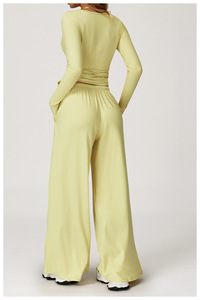 توب يوجا ناعم أكمام طويلة قطعة واحدة ربطة عنق للنساء في الهواء الطلق ملابس رياضية ولياقة بدنية - Product Image 6