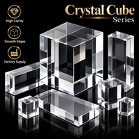 Cube en cristal optique K9 personnalisé avec logo HBL, bloc carré en verre transparent vierge pour gravure laser 3D, cadeaux, artisanat