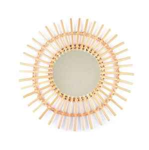 Wholesale Sunburst Rattan Wall Mirror Handmade Boho Chic Round Hanging Mirror for Living Room & <b>Bedroom</b> <b>Decor</b> - Product Image 4