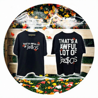 T-shirt personnalisé en gros avec motif graphique 'Sirop contre la toux', 240 grammes, en coton et fibre de bambou, imprimé décontracté, pour homme, manches courtes, col rond