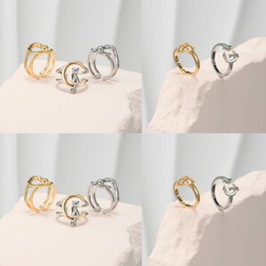 Moon And <b>Cat</b> Open <b>Ring</b> Adjustable Women's Fashion Jewelry Gift For Her Silver Gold Tone - Product Image 1