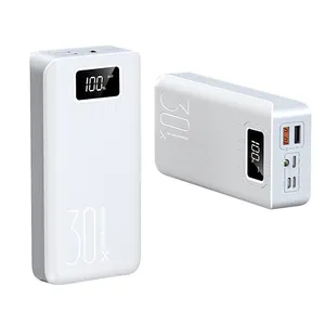 Hete Verkoop Consumentenelektronisch Item Wit Zwart Led Digitale Power Battery Scherm Powerbank 30000Mah Met Buitenlicht