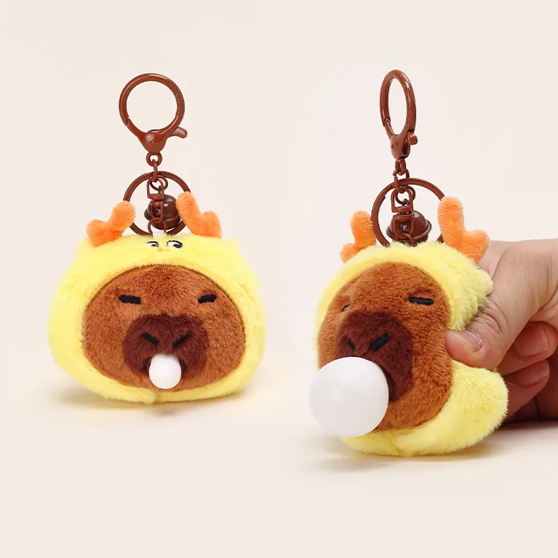 ที่ขายดีที่สุดของเล่นตลกฟองcapybaraนุ่มตุ๊กตาพวงกุญแจของเล่นคู่จี้
