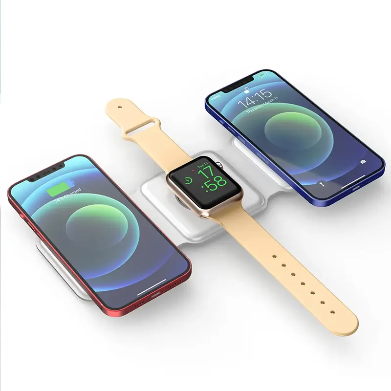 1 foldable custom logo 15w Magnetic Wireless qi Charger 3 in 1 one magnet station holder for iPhone for apple watch for airpods