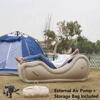 Canapé auto-gonflable portable ergonomique avec pompe électrique intégrée, en tissu floqué, pour le camping en extérieur