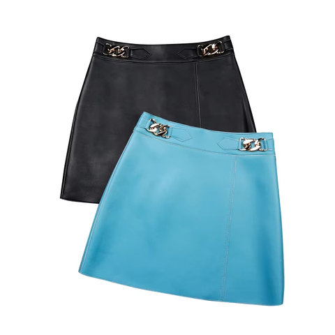 2328 Genuine Leather Skirt Temperament Mini Sheepskin Short Women's Skirt