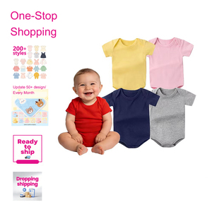 Abbigliamento Estivo per Neonati Tutina 100% Cotone Lavorato a Maglia Manica Corta con Chiusura a Bottoni Carina e Versatile - Product Image 1