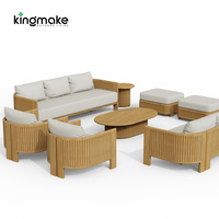 Wasserdichtes Outdoor-Teakholz-Sofa-Set Moderne Gartenmöbel-Sets Premium Massivholz-Teak Terrassen-Liegestuhl Sonnenliege Villa Outdoor-Sofa