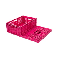 Conteneurs de stockage pliants en maille Corbeille de fruits empilable Boîte de rangement en plastique de chiffre d'affaires Caisses en plastique d'affichage