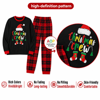 Ensembles de Pyjamas de Noël Assortis pour la Famille Taille Élastique Logo Avant Printemps Manches Longues pour Femmes Hommes Enfants Couples