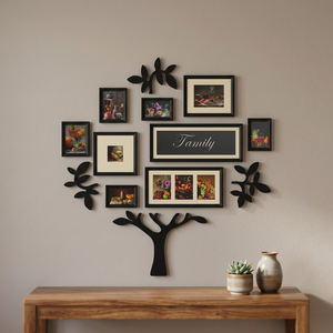 Cadre photo rectangulaire léger en MDF noir fait main pour arbre généalogique – Décoration murale pour la maison – Vente en gros - Product Image 3