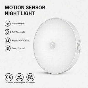 Motion Sensor LED <b>Night</b> <b>Light</b> Battery Operated Cordless Magnetic Wall <b>Light</b> for Bedroom Stairway Closet Hallway Warm White - Product Image 1