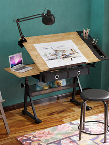Mesa de Dibujo Infantil de Madera Maciza Estilo Americano con Altura Ajustable; Caballete de Arte; Mesa de Dibujo; Estación de <span class=keywords><strong>Trabajo</strong></span> para Diseñadores; Soporte para Pintura - Product Image 5