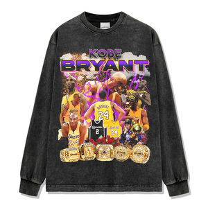 T-shirt vintage imprimé avec l'histoire des <span class=keywords><strong>Lakers</strong></span>, l'équipe de basket-ball américaine, vintage, lavé, ample, lourd, col rond, manches courtes - Product Image 3